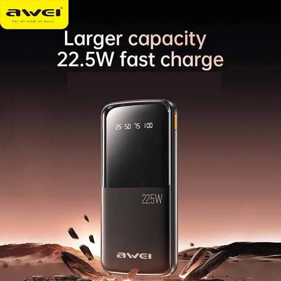 Picture of Awei P13K 22.5W PD Powerbank 20000mah Fast Charging -Black