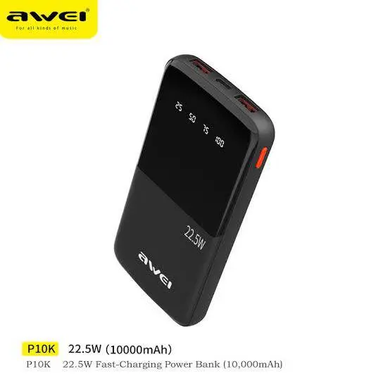 Picture of Awei P13K 22.5W PD Powerbank 20000mah Fast Charging -Black