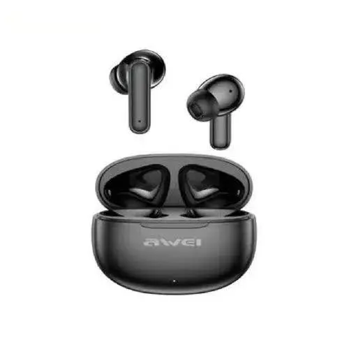 Picture of Awei T71 TWS Sports Wireless Bluetooth Earbuds IPX4 Waterproof with Charging Case Smart Touch Low Latancy Game Earphone -Black