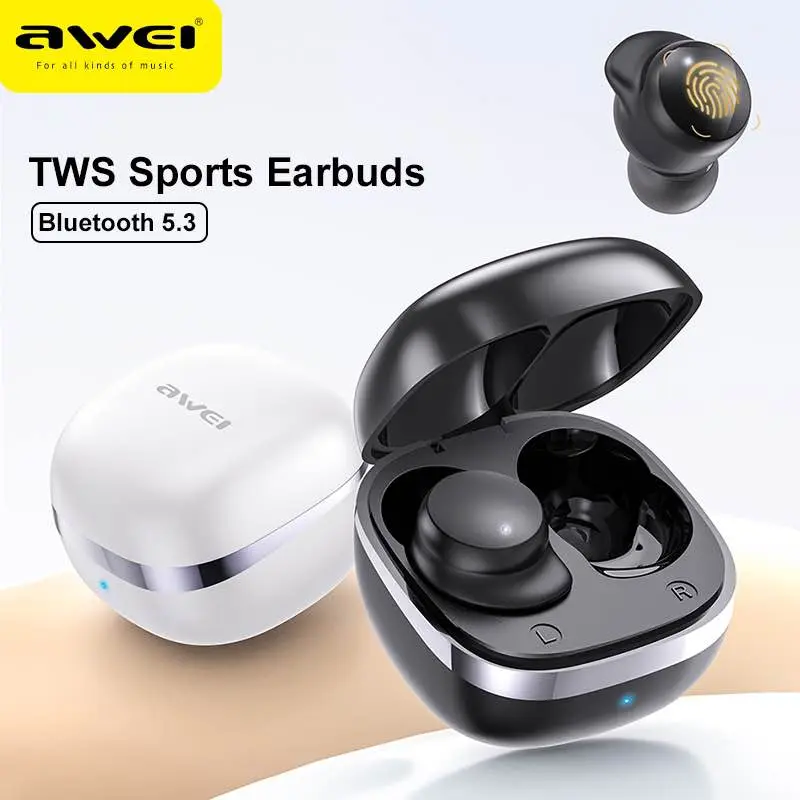 Picture of Awei T78 Bluetooth 5.3 Earphones Wireless 3D Stereo TWS Headphones with Microphones Game In-ear Headset Hifi HD Call Earbuds -Black