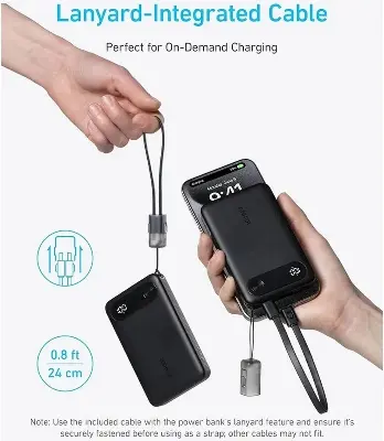 Picture of Anker Powercore Power Bank 10000mAh, 22.5W Portable Charger, USB-C To USB-C Cable, Ultra-Slim And Compact Design, Black -Black