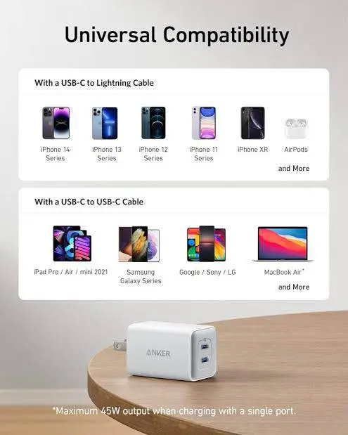 Picture of Anker 523 Nano 3 47W GaN2 USB C Charger -White