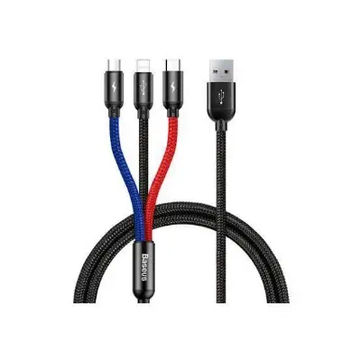 Picture of Baseus Three Primary Colors 3-in-1 Cable USB For M+L+T 3.5A -Black