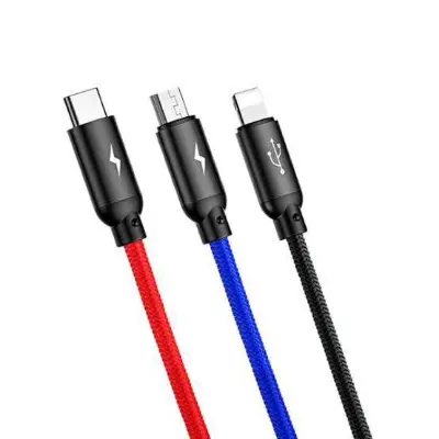 Picture of Baseus Three Primary Colors 3-in-1 Cable USB For M+L+T 3.5A -Black