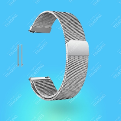 Picture of 22mm Milanese Magnetic Stainless Steel Watch Strap Universal Flat Head Mesh Band for Square Smartwatches Unisex Quick Release Metal Wristband (Silver,Not Specified)
