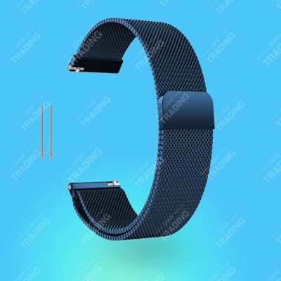 Picture of 22mm Milanese Magnetic Stainless Steel Watch Strap Universal Flat Head Mesh Band for Square Smartwatches Unisex Quick Release Metal Wristband (Blue,Not Specified)