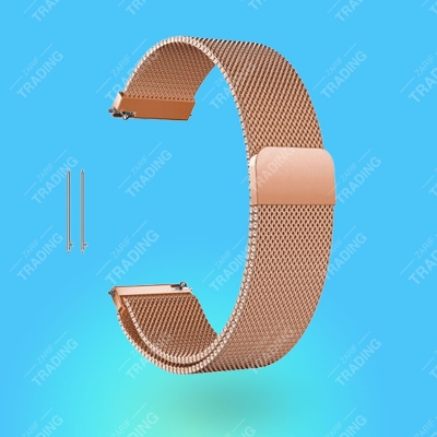 Picture of 22mm Milanese Magnetic Stainless Steel Watch Strap Universal Flat Head Mesh Band for Square Smartwatches Unisex Quick Release Metal Wristband (Gold,Not Specified)