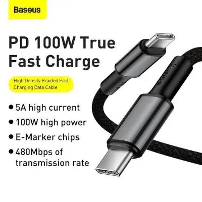 Picture of Baseus High Density Braided Fast Charging Data Cable Type-C to Type-C 100W -Black