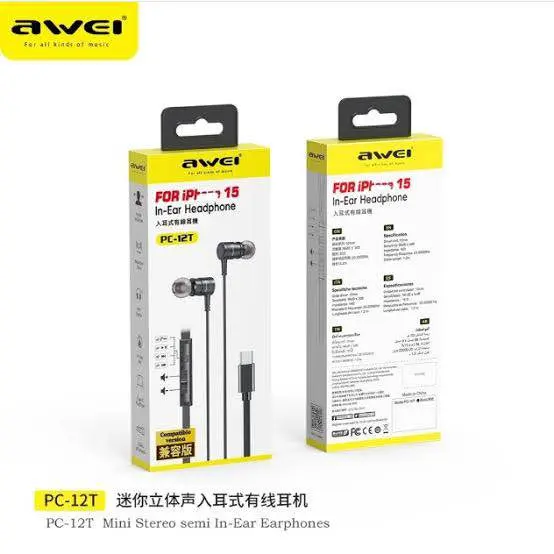 Picture of Awei PC-12T USB-C Wired Earphone -Black