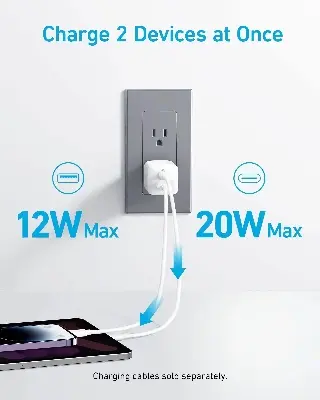 Picture of Anker 323 33W Dual Port Foldable Wall Charger Adapter -Black