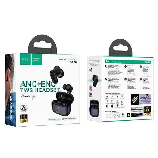 Picture of HOCO EQ20 ANC ENC Noise Cancellation Bluetooth Earbuds -Black