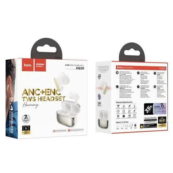 Picture of HOCO EQ20 ANC ENC Noise Cancellation Bluetooth Earbuds -Black