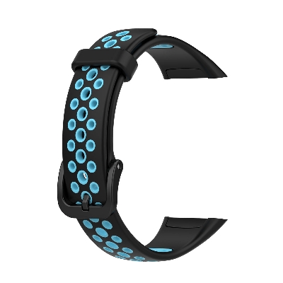 Picture of Huawei Honor Band 6 Smart watch Strap Premium Belt Solid Color Wristband Soft Replacement Sport Bracelet Strap (Black & Blue,Freesize)