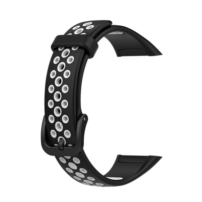 Picture of Huawei Honor Band 6 Smart watch Strap Premium Belt Solid Color Wristband Soft Replacement Sport Bracelet Strap (Black & White,Freesize)
