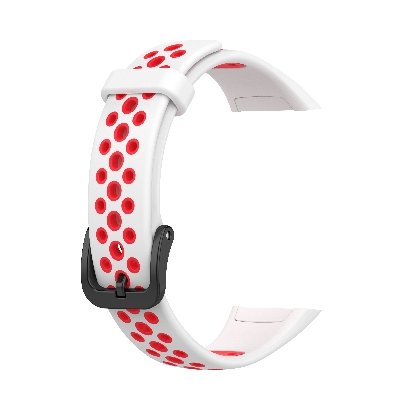 Picture of Huawei Honor Band 6 Smart watch Strap Premium Belt Solid Color Wristband Soft Replacement Sport Bracelet Strap (White & Red,Freesize)