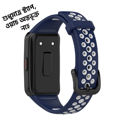 Picture of Huawei Honor Band 6 Smart watch Strap Premium Belt Solid Color Wristband Soft Replacement Sport Bracelet Strap (Midnight Blue & White,Freesize)