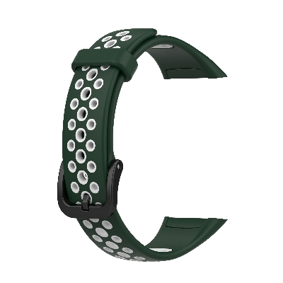 Picture of Huawei Honor Band 6 Smart watch Strap Premium Belt Solid Color Wristband Soft Replacement Sport Bracelet Strap (Dark Green & White,Freesize)