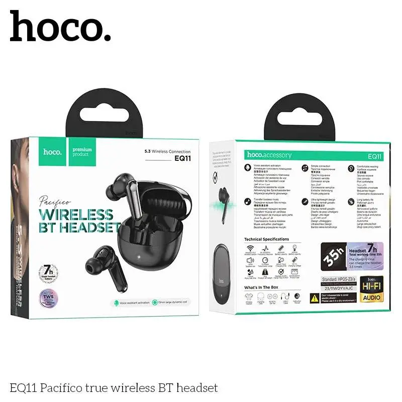 Picture of HOCO EQ11 True Wireless ANC Noise Reduction Bluetooth Headset -Black