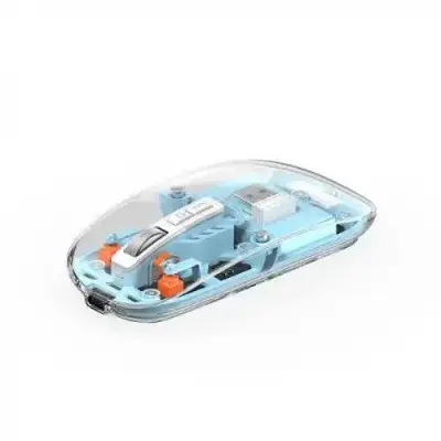 Picture of WiWU rechargeable Transparent Mouse Crystal Magnetic Wireless Mouse -Blue