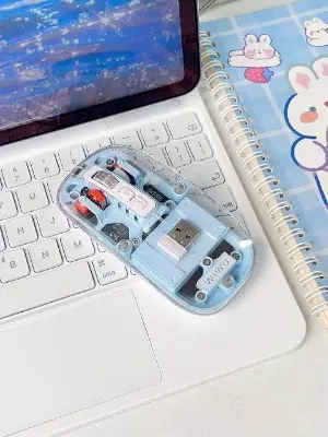 Picture of WiWU rechargeable Transparent Mouse Crystal Magnetic Wireless Mouse -Blue