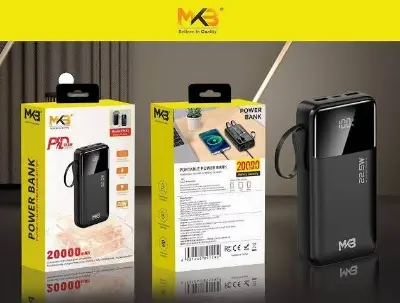 Picture of MKB PK52 PD 22.5W 20000mah Power Bank with extra Holder -Black