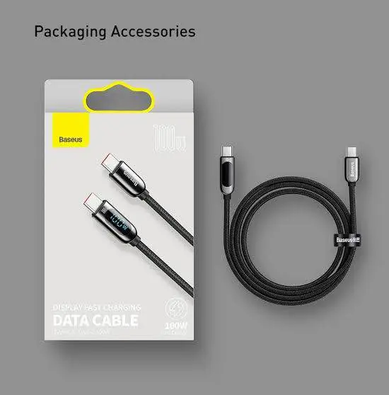 Picture of Baseus Display Fast Charging Data Cable Type-C to Type-C 100W -Black