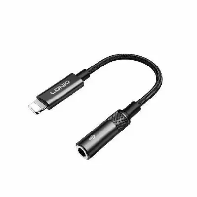 Picture of LDNIO LS-T80i Lightning to 3.5mm Audio Converter Dongle With Microphone work -Black