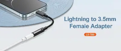 Picture of LDNIO LS-T80i Lightning to 3.5mm Audio Converter Dongle With Microphone work -Black
