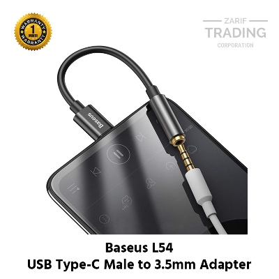 Picture of Baseus L54 Type C to 3.5mm Aux Female Adapter Audio Adapter Type-C to 3.5mm Jack Headphone Type-C Audio Converter Adapter (Black)