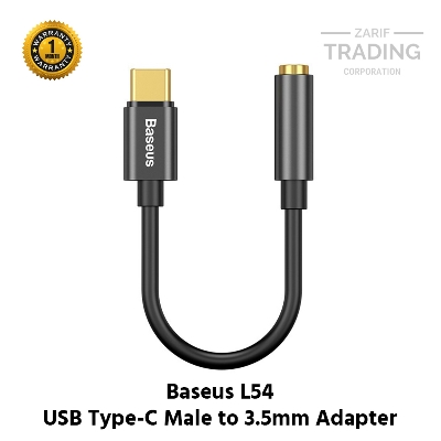 Picture of Baseus L54 Type C to 3.5mm Aux Female Adapter Audio Adapter Type-C to 3.5mm Jack Headphone Type-C Audio Converter Adapter (Black)