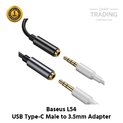 Picture of Baseus L54 Type C to 3.5mm Aux Female Adapter Audio Adapter Type-C to 3.5mm Jack Headphone Type-C Audio Converter Adapter (Black)