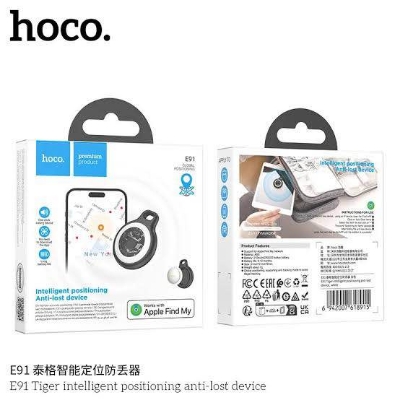 Picture of Hoco E91 Smart iTag Apple Find My Network Anti-Loss Device - Ultra-Compact Global Position Tracker for iPhone, Keys, Wallet, Bag &amp; ^ Pet - Real-time Location, Left Behind Alert, 9-12 Month Battery -BLACK