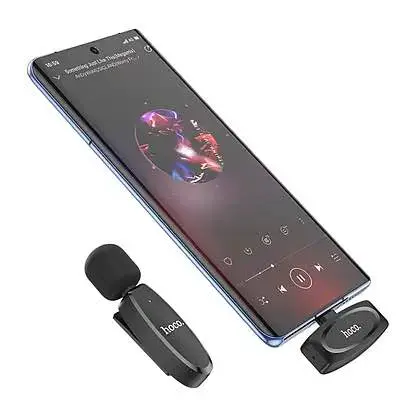 Picture of Hoco L15 Type-C Crystal Lavalier Wireless Digital Microphone -Black