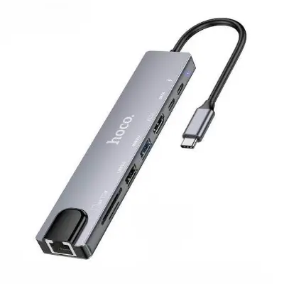 Picture of Hoco DUP09 8-in-1 Docking Hub Converter Adapter -Black