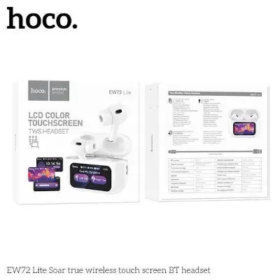Picture of Hoco EW72 Lite | Bluetooth 5.4 TWS Touch‑screen LCD Case | ANC & Transparency Mode | 13 mm Driver, 24h Playback, IPX6 Water‑Resistant Headset -White
