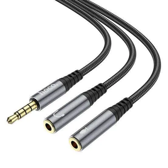 Picture of Hoco UPA21 Audio Adapter Cable For 3.5mm Female to 3.5mm 2 Male -Black