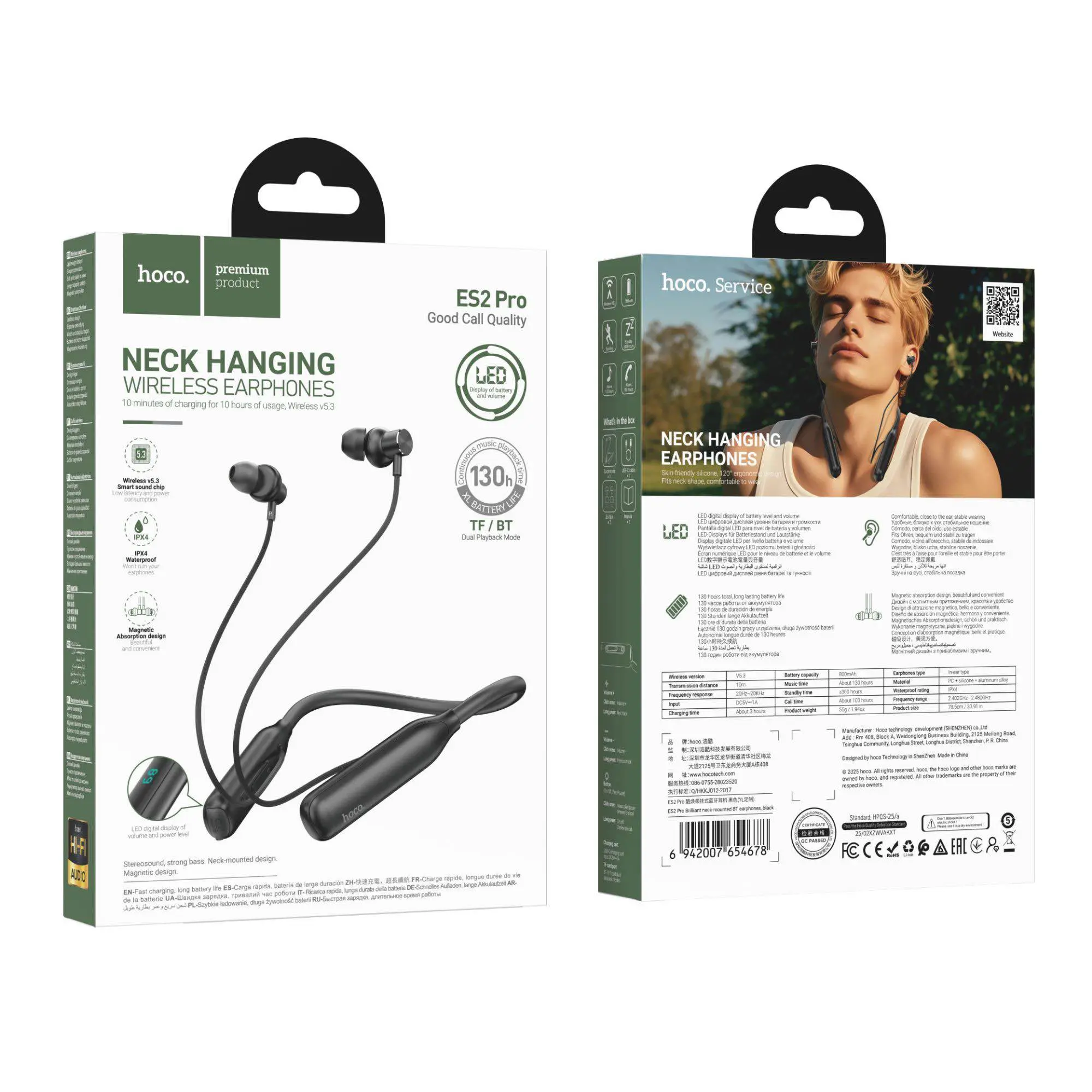 Picture of Hoco ES2 Pro 130 Hours Backup Neckband Latest -Black