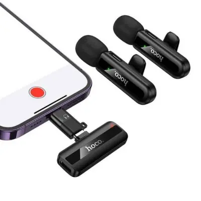 Picture of Hoco L20A Fair Dual Mic Lavalier Wireless Microphone -Black