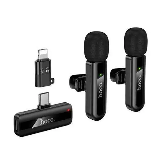 Picture of Hoco L20A Fair Dual Mic Lavalier Wireless Microphone -Black