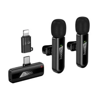 Picture of Hoco L20A Fair Dual Mic Lavalier Wireless Microphone -Black