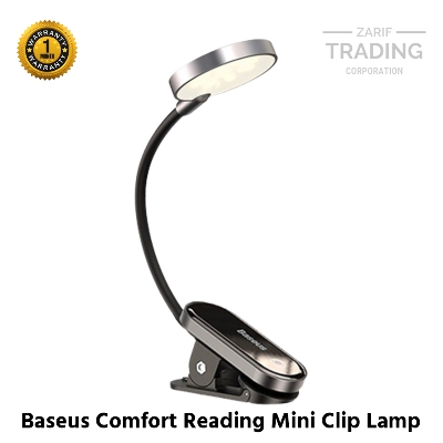 Picture of Baseus Comfort Reading Mini Clip Lamp Lamp Book Light USB Led Rechargeable Mini Clip-On Desk Lamp Light Flexible Nightlight Reading Lamp for Travel Bedroom Book (Black)