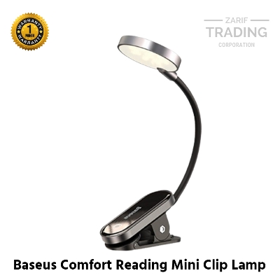 Picture of Baseus Comfort Reading Mini Clip Lamp Lamp Book Light USB Led Rechargeable Mini Clip-On Desk Lamp Light Flexible Nightlight Reading Lamp for Travel Bedroom Book (Black)