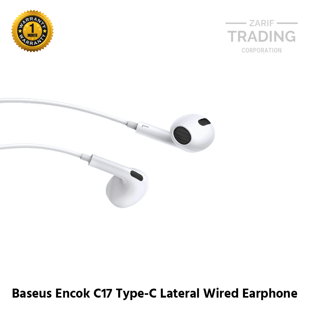 Picture of Baseus Encok C17 Type-C Lateral In-ear Wired Headset With Mic Earphone Headphone (White)