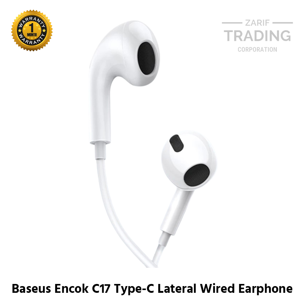 Picture of Baseus Encok C17 Type-C Lateral In-ear Wired Headset With Mic Earphone Headphone (White)