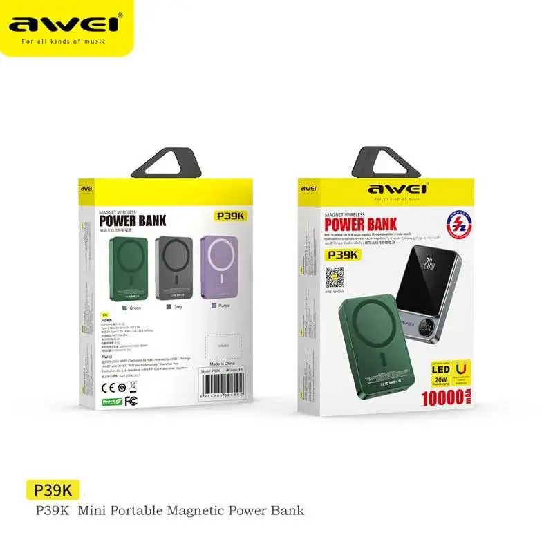 Picture of Awei P39K 10000mah 20W PD Wireless Magnetic PowerBank -Black
