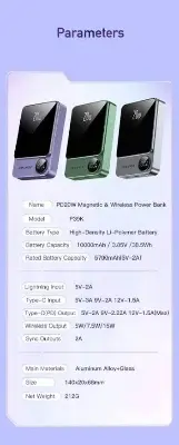 Picture of Awei P39K 10000mah 20W PD Wireless Magnetic PowerBank -Black