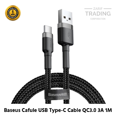 Picture of Baseus Cafule USB Type-C Cable Durable Nylon Braided Wire QC3.0 3A 1M black (Black)