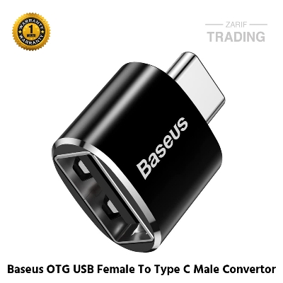 Picture of Baseus OTG USB Female To Type C Male Adapter Convertor (Black)