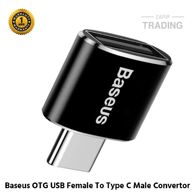 Picture of Baseus OTG USB Female To Type C Male Adapter Convertor (Black)