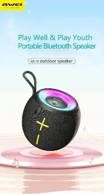 Picture of Awei KA19 Portable Bluetooth Speaker 12w Extra high power Phantom lighting TWS interconnected surround sound effect speakers for home outdoors -Black